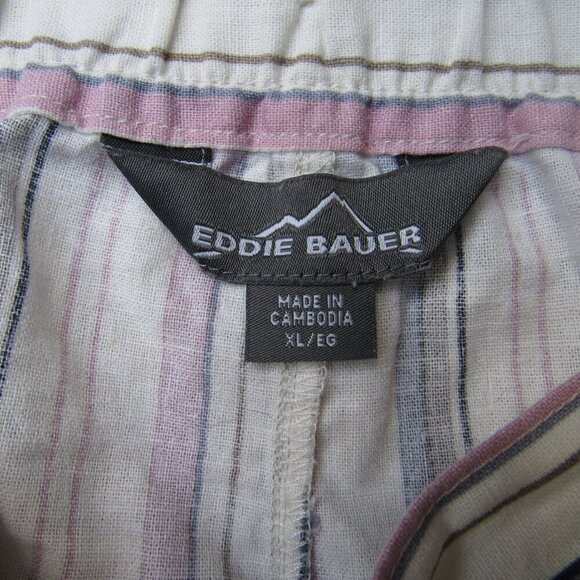 EDDIE BAUER SHORTS WOMENS STRIPED LINEN BLEND CUFFED LOUNGE BAGGY XL - Picture 10 of 13